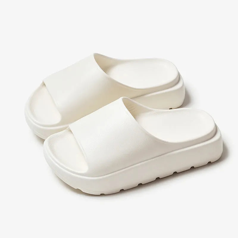 Women's thick-soled fish mouth slippers in beige, black, khaki, or rose red with 5.5cm EVA soles