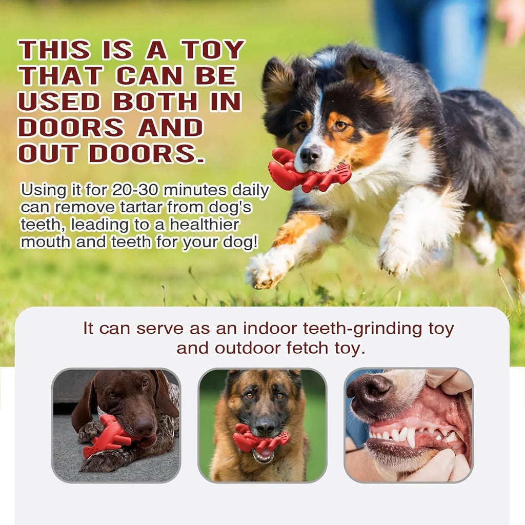 Red hard nylon dog chew toy for aggressive chewers measuring 170mm length