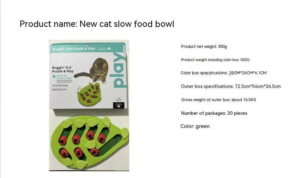 Green Christmas pet bowl with slow-feeding design, made of PP plastic, for cats and dogs