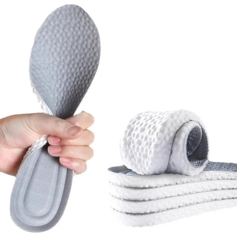 Breathable PU sports insoles in grey, black, or orange colours with cut-to-fit design for sizes 35-46