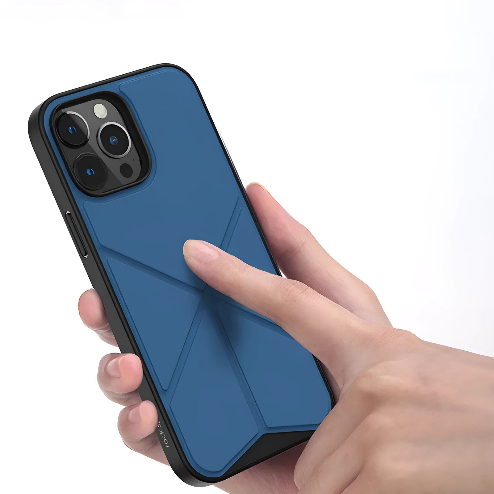 Black Element Stand Case for iPhone 13 Pro Max showing the integrated kickstand in open position.