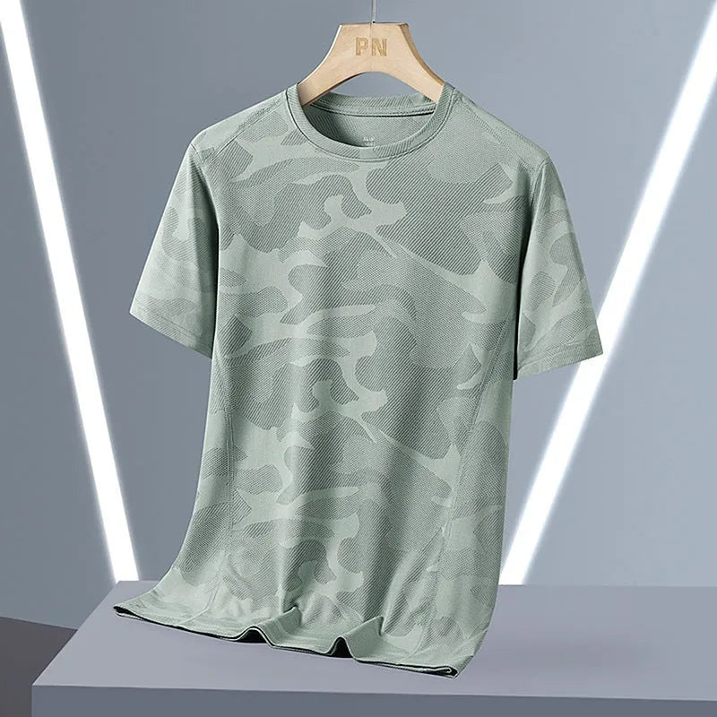 Men's camouflage short sleeve top, round neck, loose fit, nylon, available in five colours and sizes M to 6XL