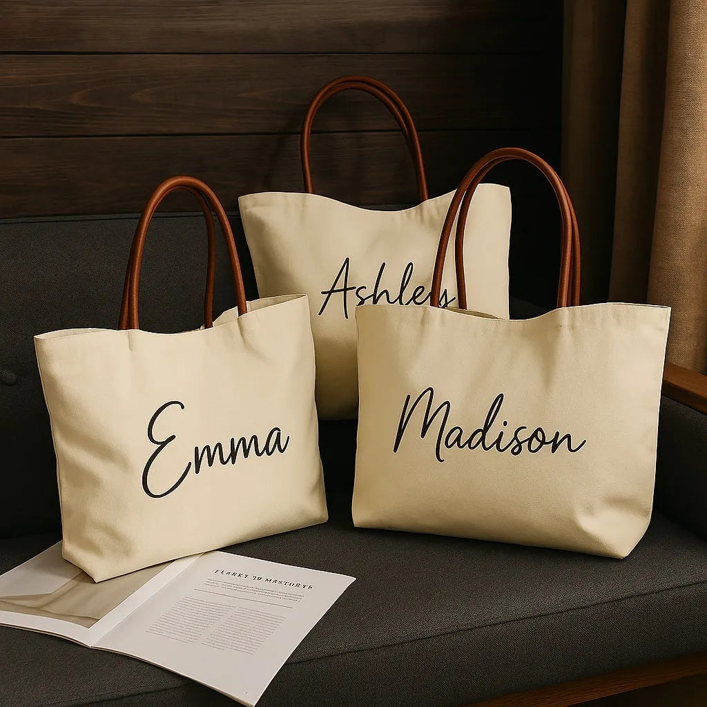 Beige white canvas tote bag with 40 litre capacity and double handles