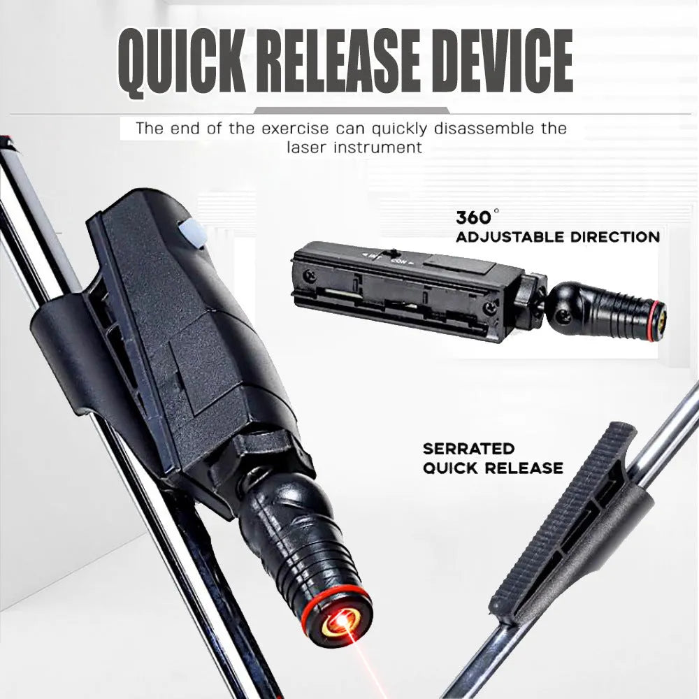 Black golf putter laser aiming sight accessory mounted on putter shaft for alignment practice