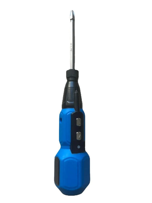 Alloy steel straight handle electric screwdriver with lithium battery in black or blue colour