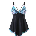 Plus size quick-drying two-piece bikini swimsuit in sleeveless briefs style