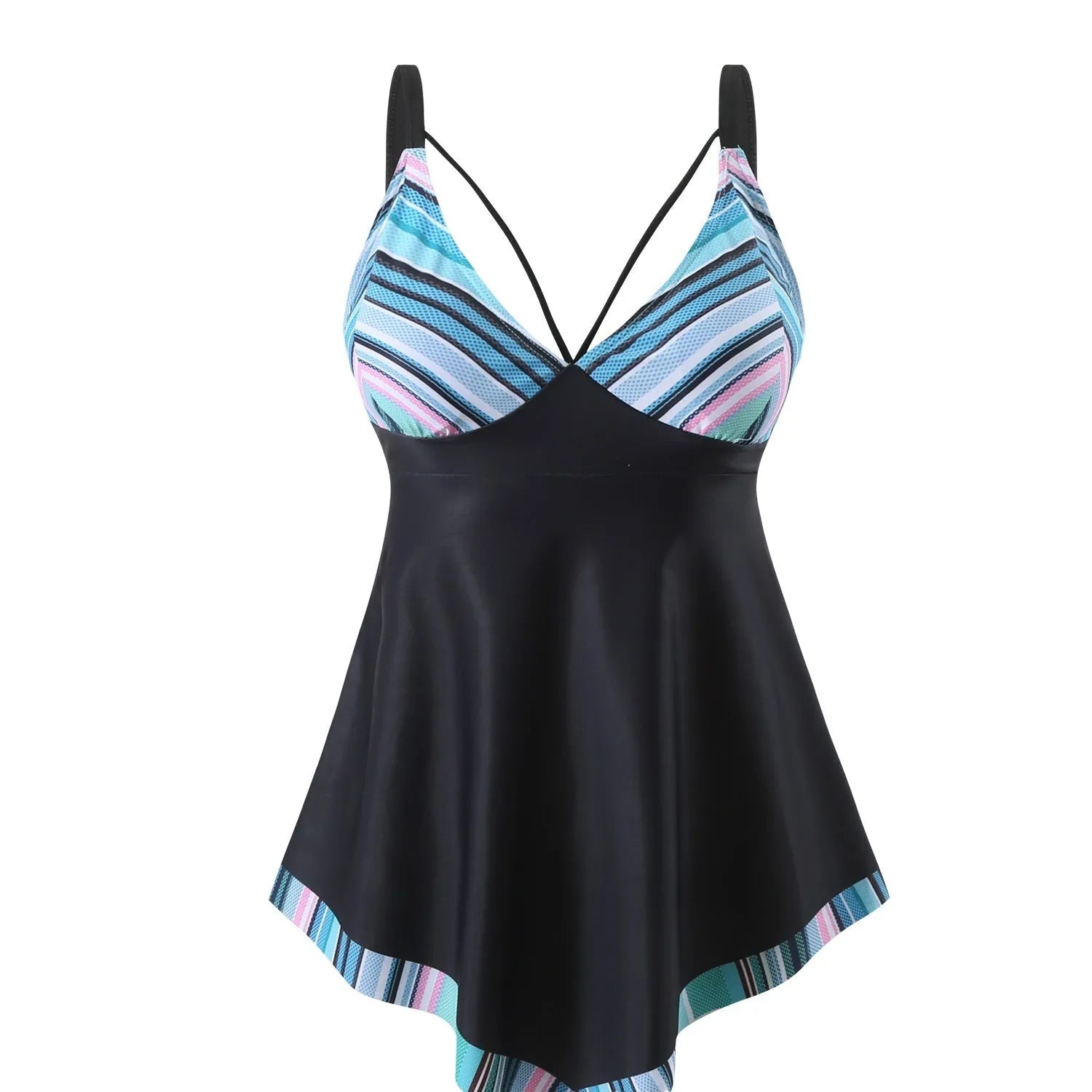Plus size quick-drying two-piece bikini swimsuit in sleeveless briefs style