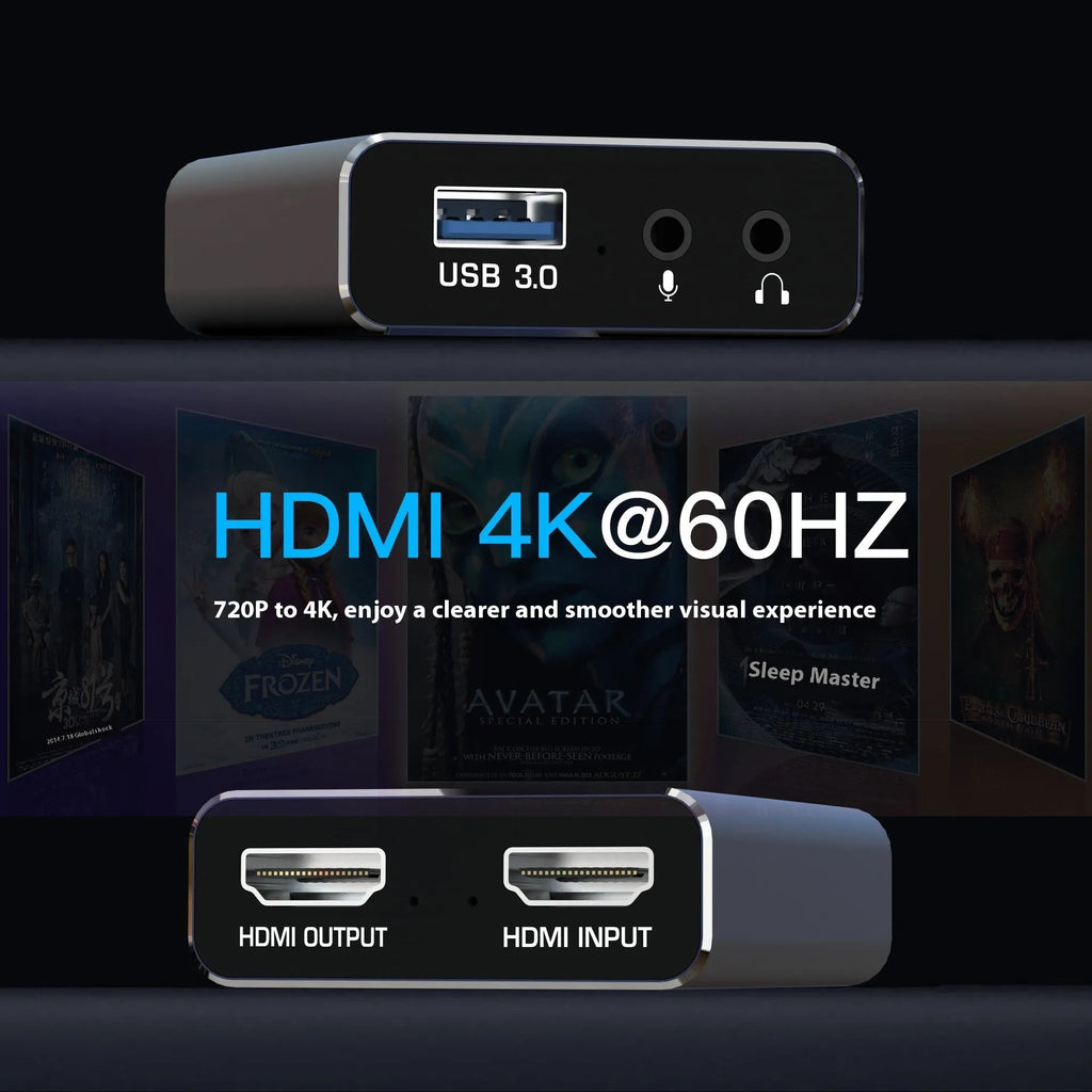Black 4K gaming set-top box for recording audio and video from games consoles and computers.