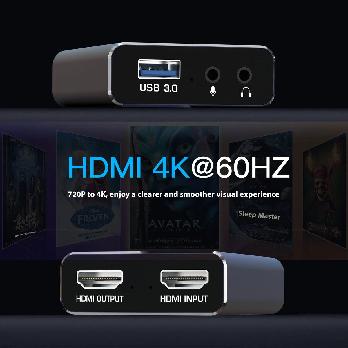 Black 4K gaming set-top box for recording audio and video from games consoles and computers.