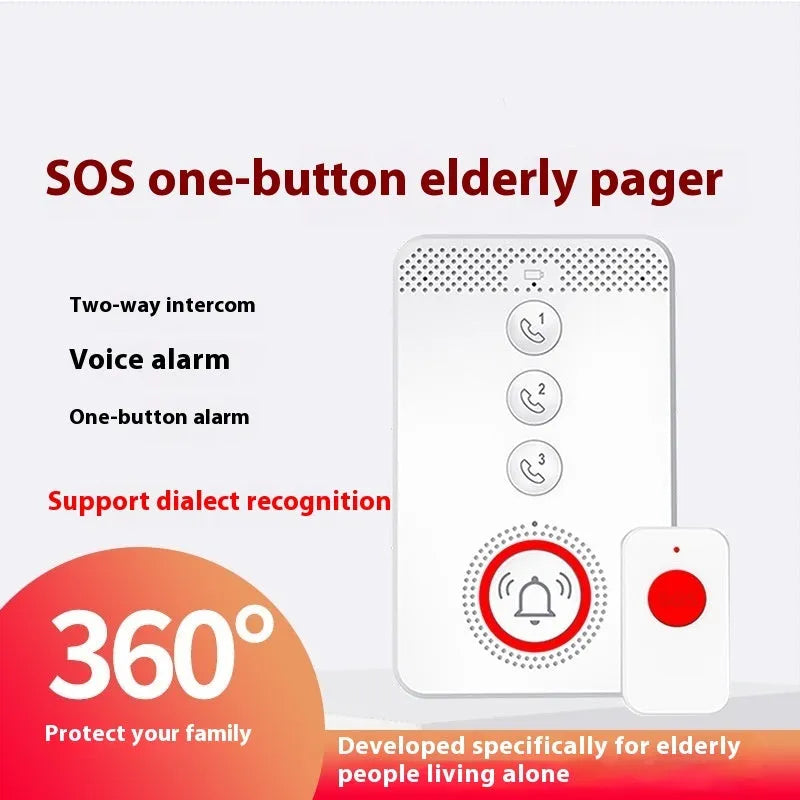 White voice emergency alert device with one buzzer unit and three call buttons.
