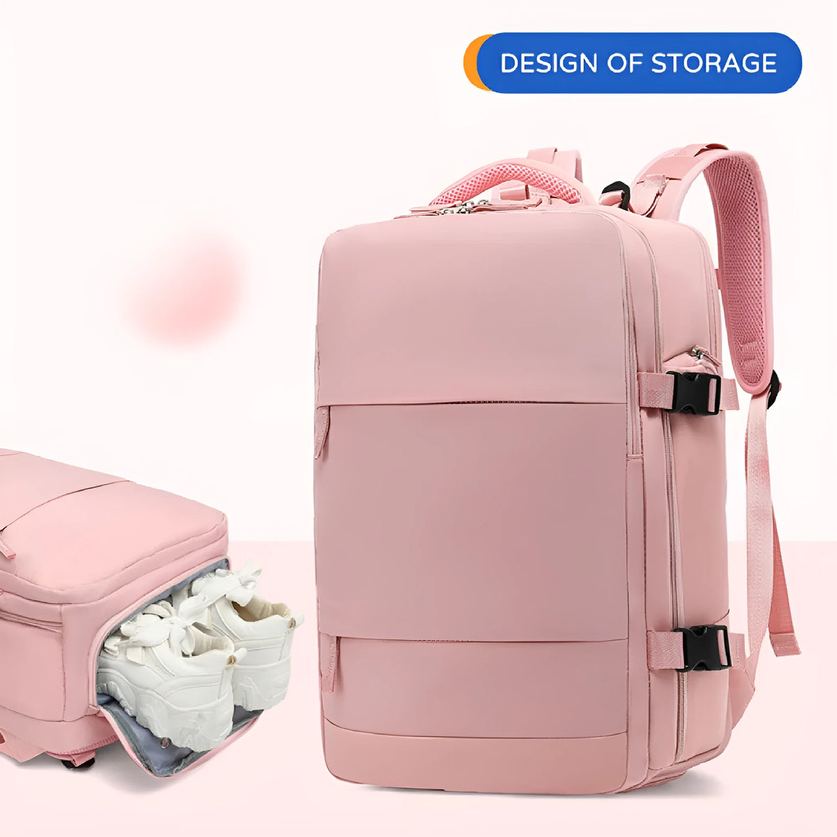 Large black waterproof mummy-style nylon backpack for travel and everyday use.