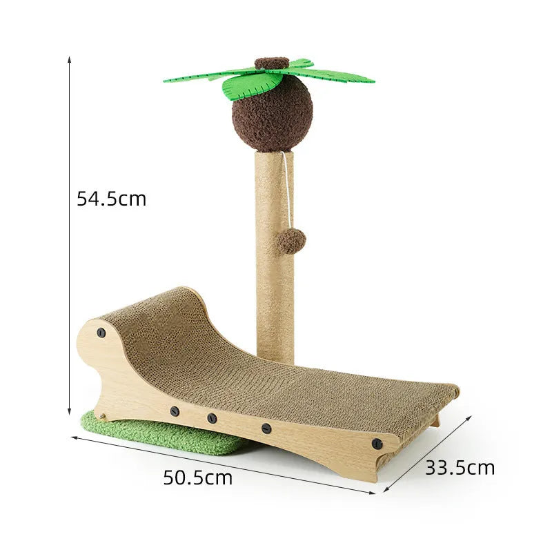 Wooden beach chair cat nest with integrated scratch board and climbing frame