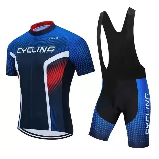 Cycling jersey and pants set for summer riding with moisture management properties