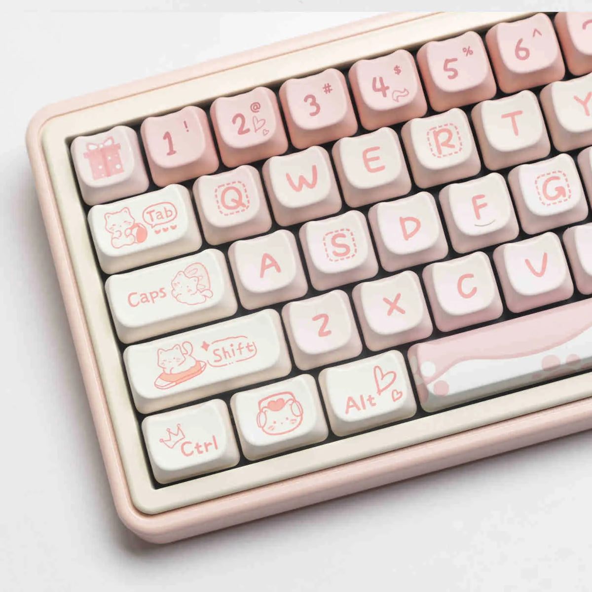 Full set of PBT key caps for mechanical keyboards showing over 98 keys with uniform 1.5mm profile height