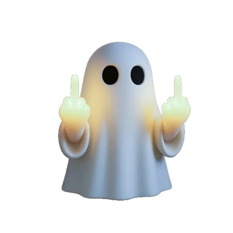 White ghost statue night lamp with Halloween decoration and battery light