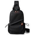 Men's black casual crossbody bag with an adjustable shoulder strap made from waterproof polyester.