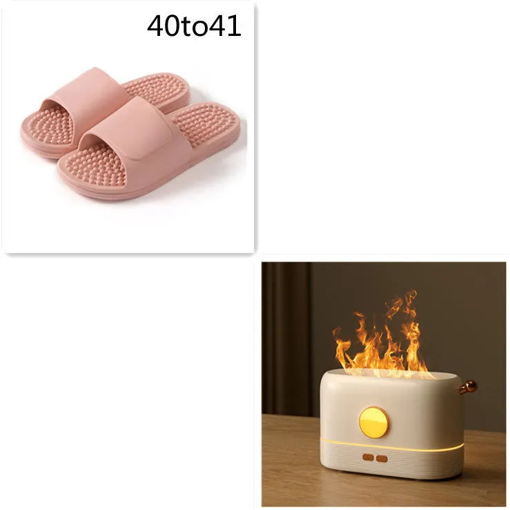 Black USB desktop humidifier diffuser with simulation flame effect and water tank