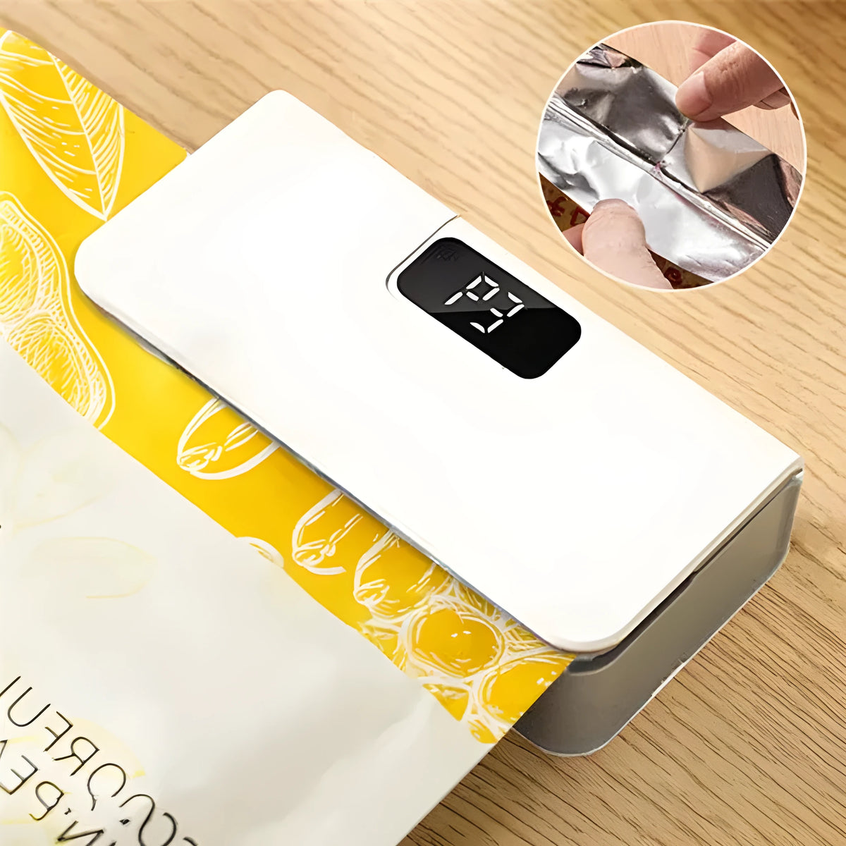 Portable mini sealing machine in white or blue colour for sealing plastic food bags