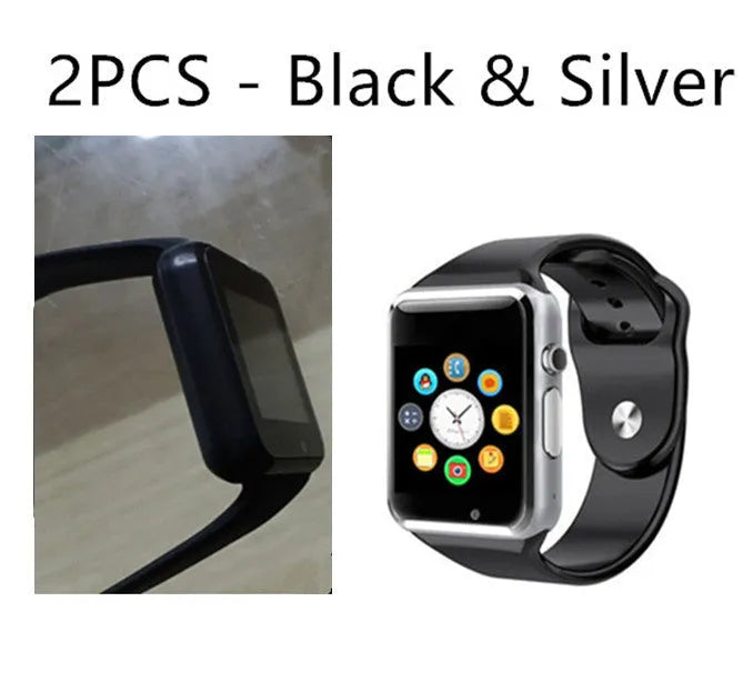 A1 Smart Watch Android compatible device with Bluetooth and GSM SIM card slot in eight colour options
