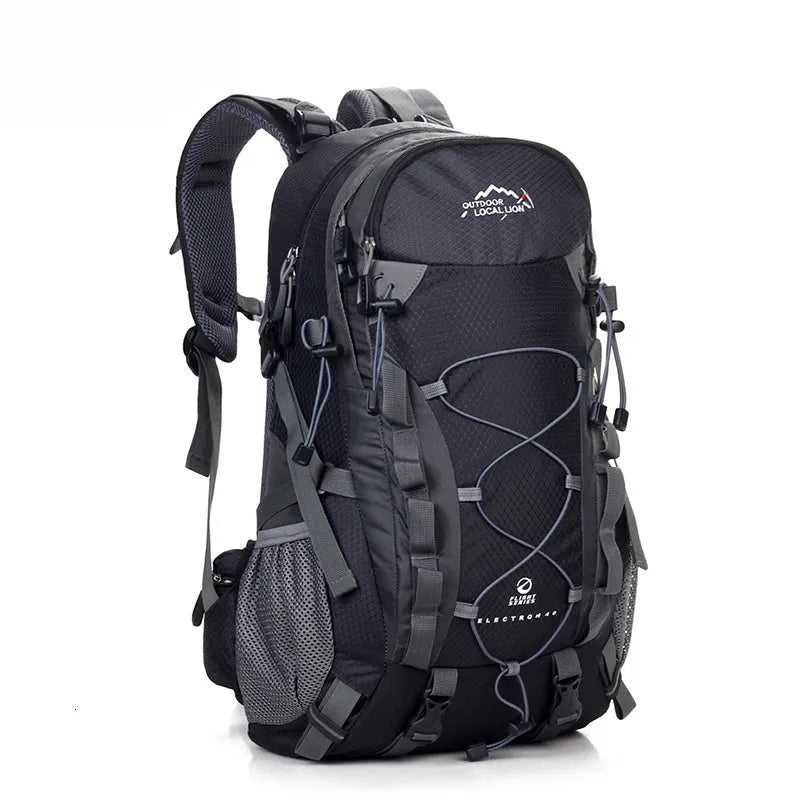 Green polyester outdoor sports backpack with 32cm width 50cm height dimensions for running hiking camping