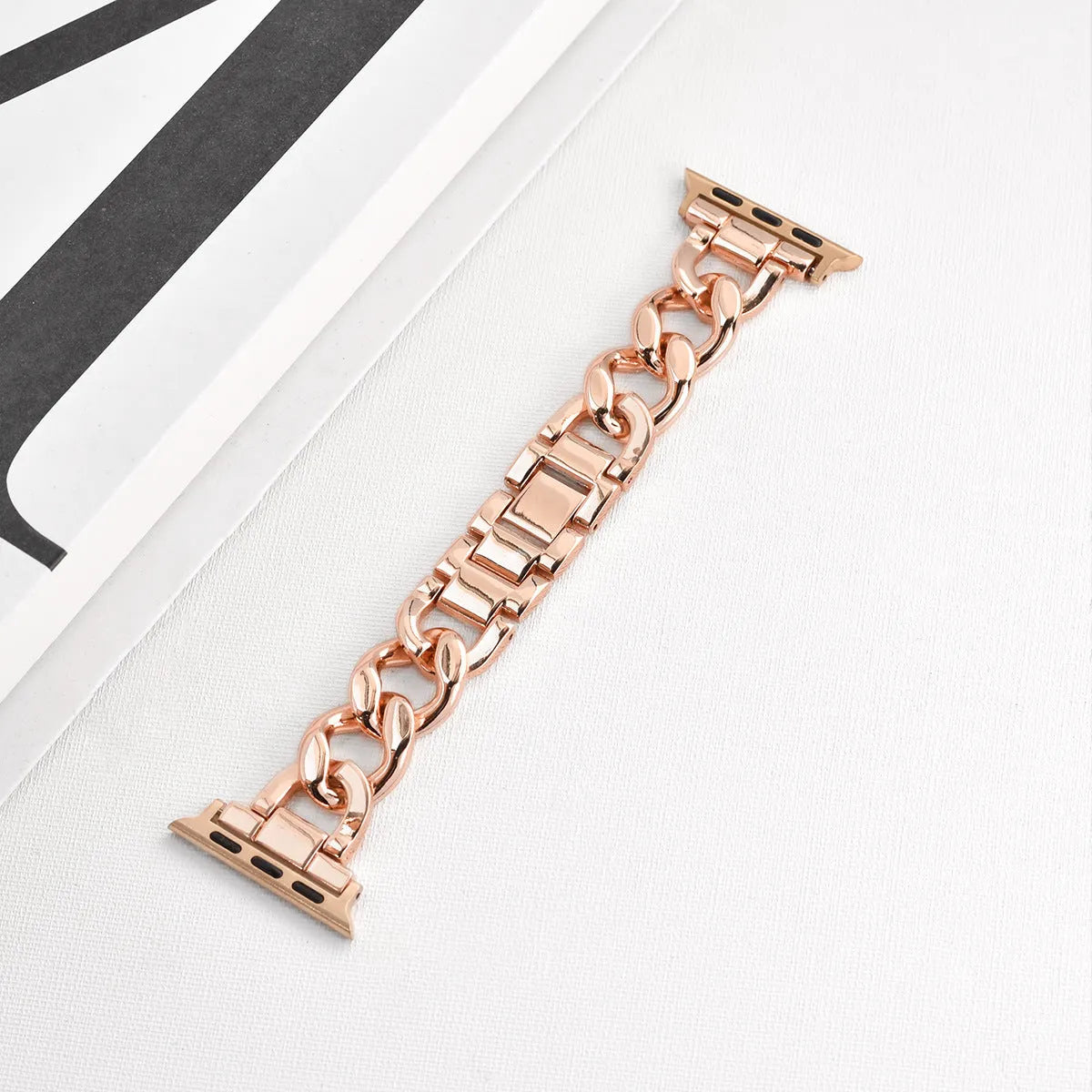 Metal chain link watch strap for Apple Watch in silver gold black rose gold and starlight finishes
