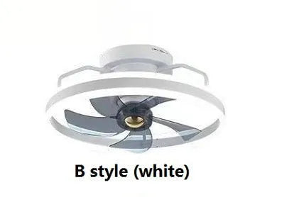 Modern simple style ceiling fan with integrated light, 500mm diameter with PC blades and acrylic shade.
