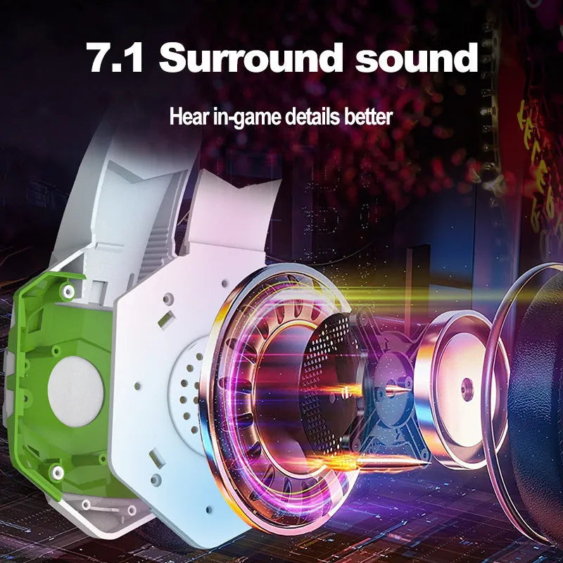 Wired gaming headset with microphone and breathing light in multiple colours