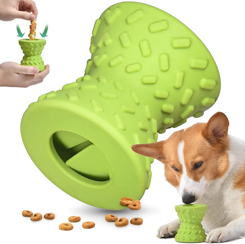 Blue natural rubber treat dispensing dog bone toy for aggressive chewers