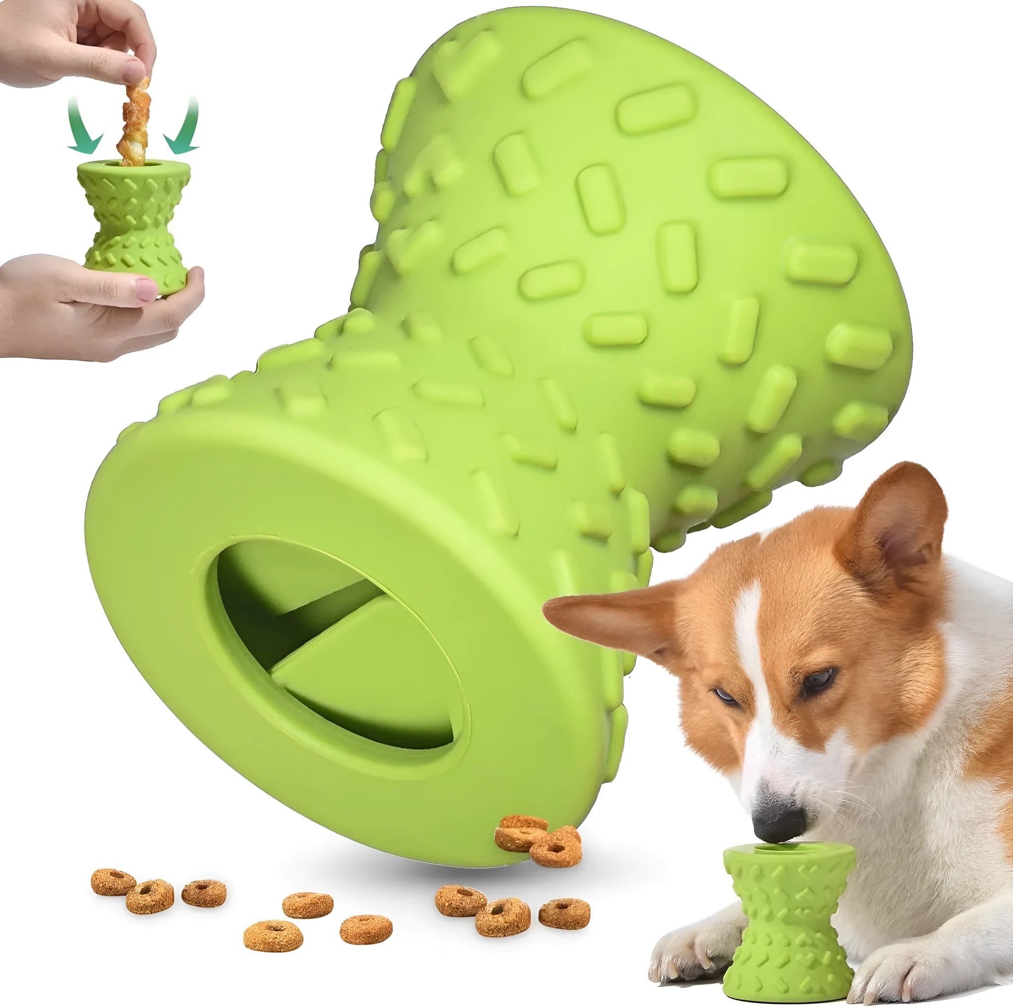 Blue natural rubber treat dispensing dog bone toy for aggressive chewers
