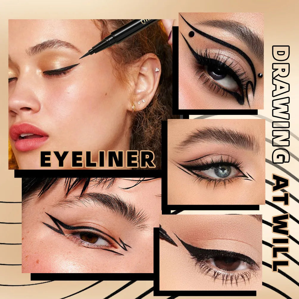 Black liquid eyeliner pen with a precise tip, shown on a clean background.