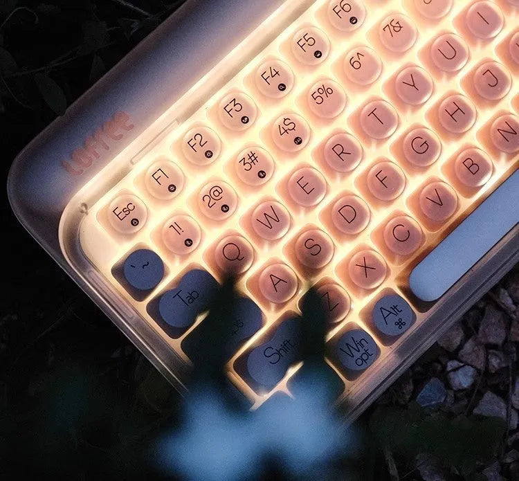 Liquid foundation wireless mechanical keyboard bundle with mouse, calculator, and LED light