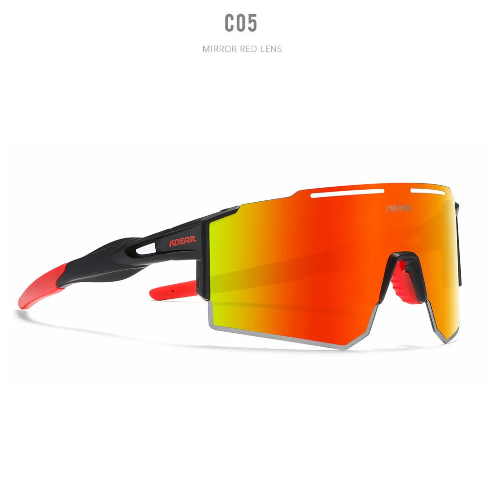Polarised frameless cycling sunglasses with TR90 sports frame in assorted colours.