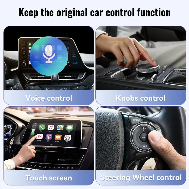 Black mini CarPlay USB interface wireless data converter with compact ABS PC housing