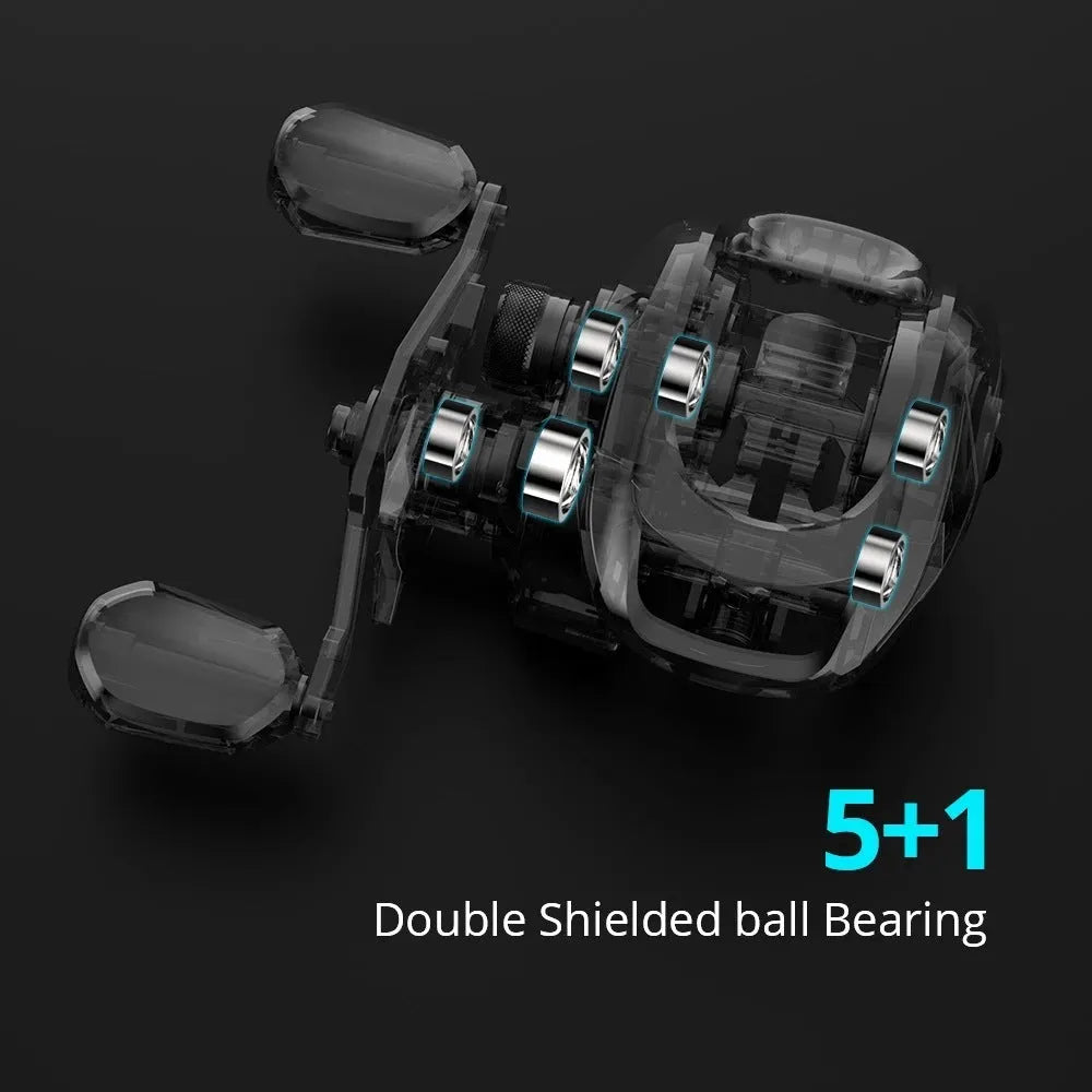 Drip Wheel spinning fishing reel with metal body, showing left and right hand wheel options.