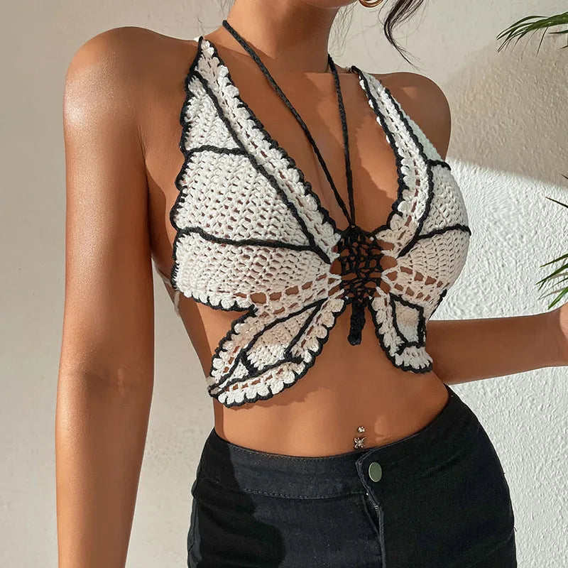 Women's black and white classic bikini swimsuit set for swimming