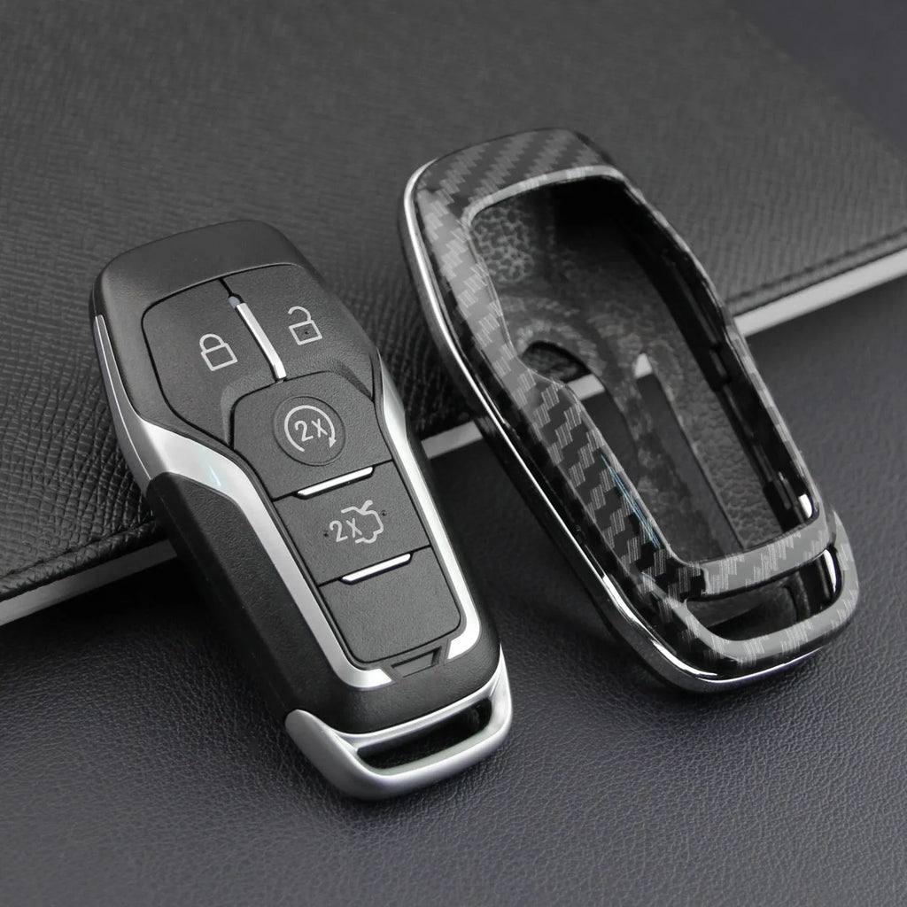 Plastic protective shell for a car key remote, shown in single-shell and buckle-closure style options.