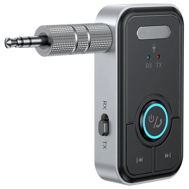 Multi-function Bluetooth 5.3 audio receiver transmitter with 3.5mm interface, Type-C, 300mAh battery, 57x33x13.5mm