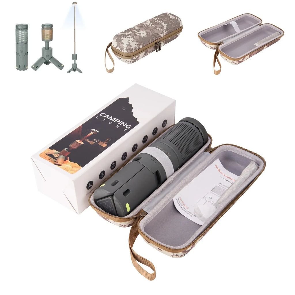 Portable camping LED lantern in creamy white or dark grey colour with button switch