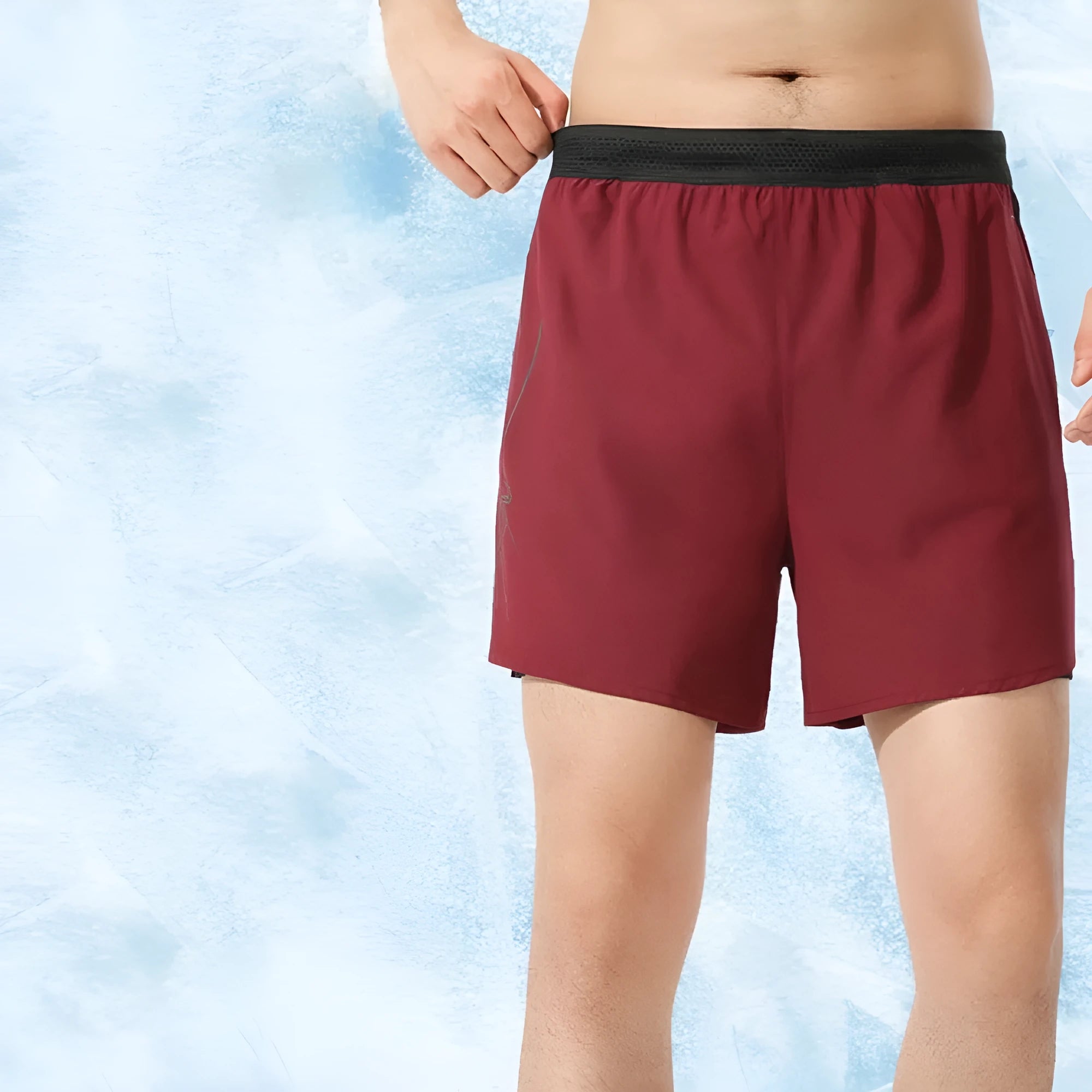 Men's solid colour basketball shorts in polyester fabric with low waist cut