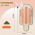 Ice cream cone shaped cat grooming toy with mint ball and feather attachment.