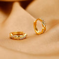 Geometric interwoven hemp rope earrings in gold or silver colour with copper construction