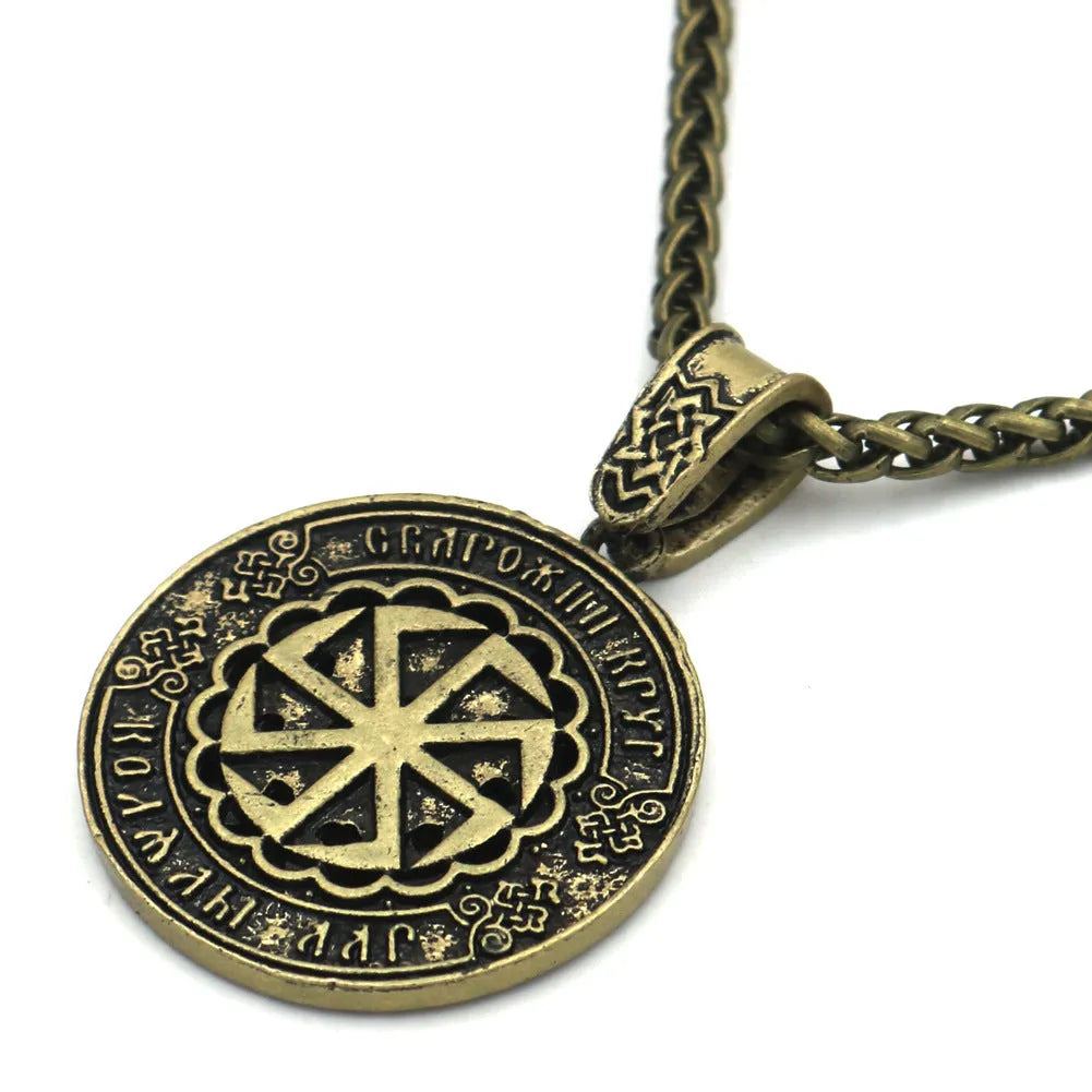 Lunavin ODing logo pendant necklace in antique silver on a snake bone chain with a leather rope alternative.