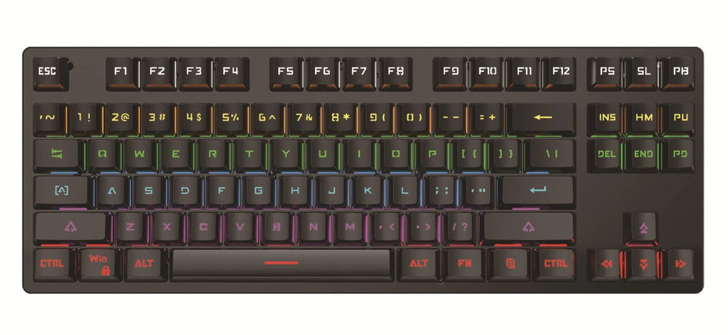 Punk gradient wired mechanical keyboard, ABS body, 350x130x35mm, shown in BlackBerry, fog Blue, Green Purple, Moonlit Night and Twilight Purple.
