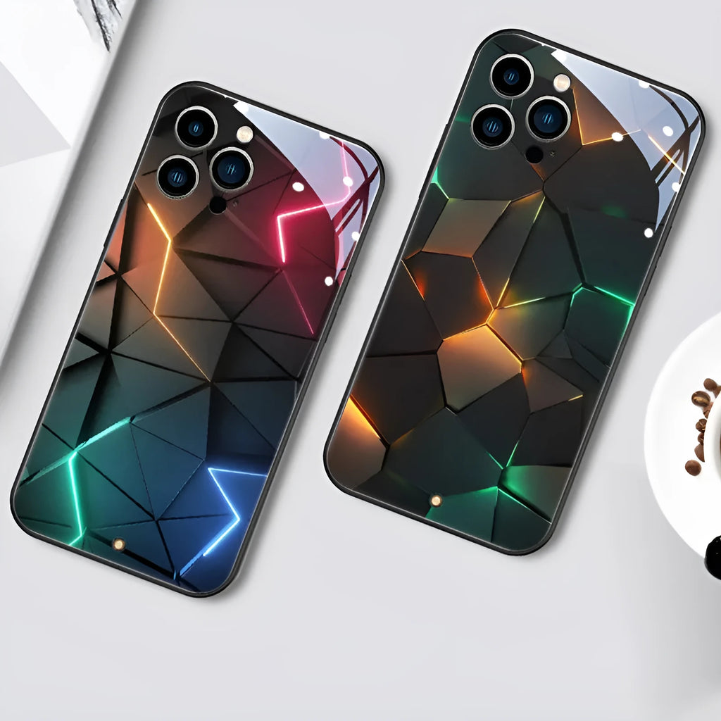 Xpress 14 tempered glass iPhone case with LED notification light in Lightning Diamond design