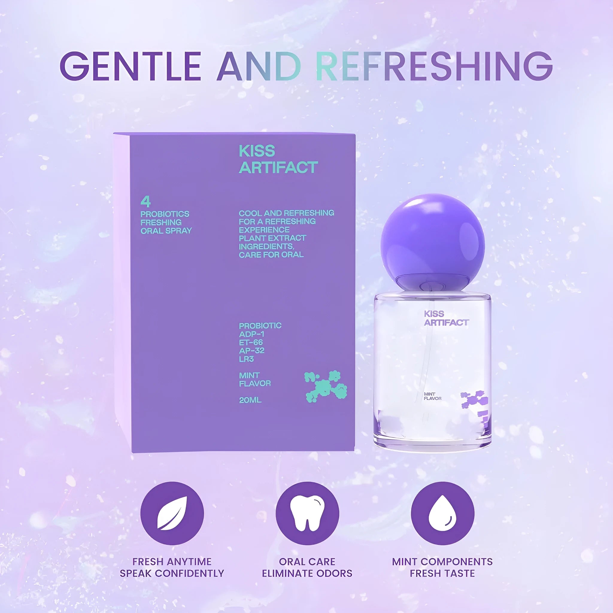 20ml portable oral spray bottle with probiotic formulation for hydrating mouth care