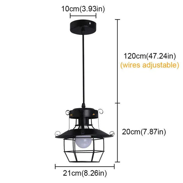 American retro-style single-head iron droplight with a lantern-shaped shade.