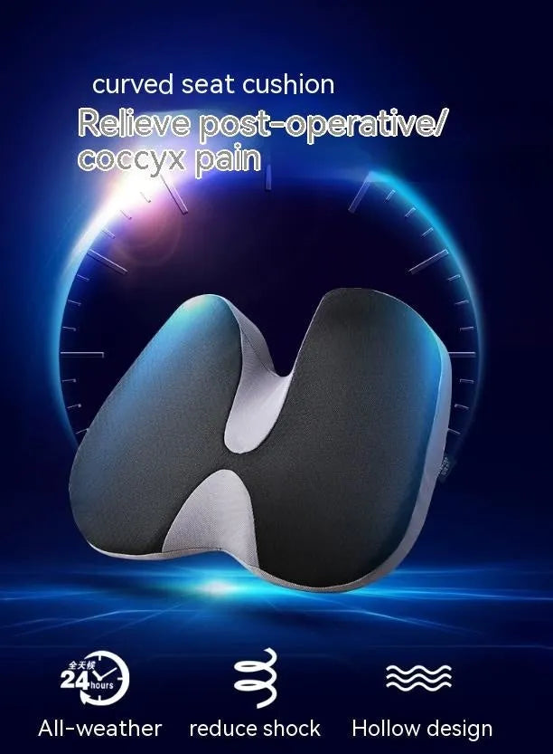 Curved bevel memory foam seat cushion for tailbone pain relief in four colour options