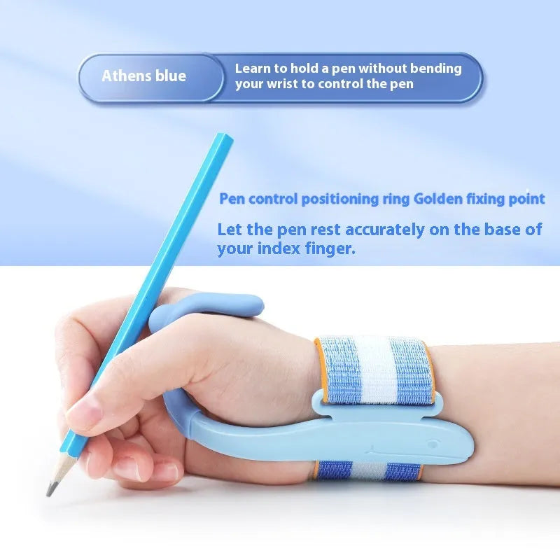 Blue anti-hook wrist brace pen control corrector for children's writing posture