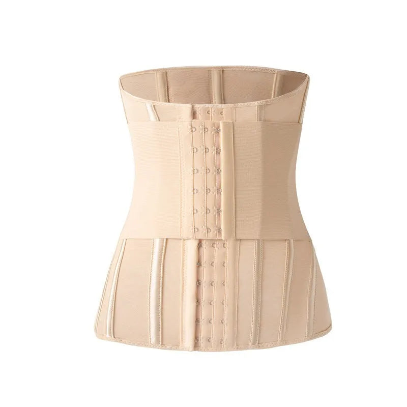 Black and apricot waist training belly band with nylon fabric for tummy slimming and fitness support