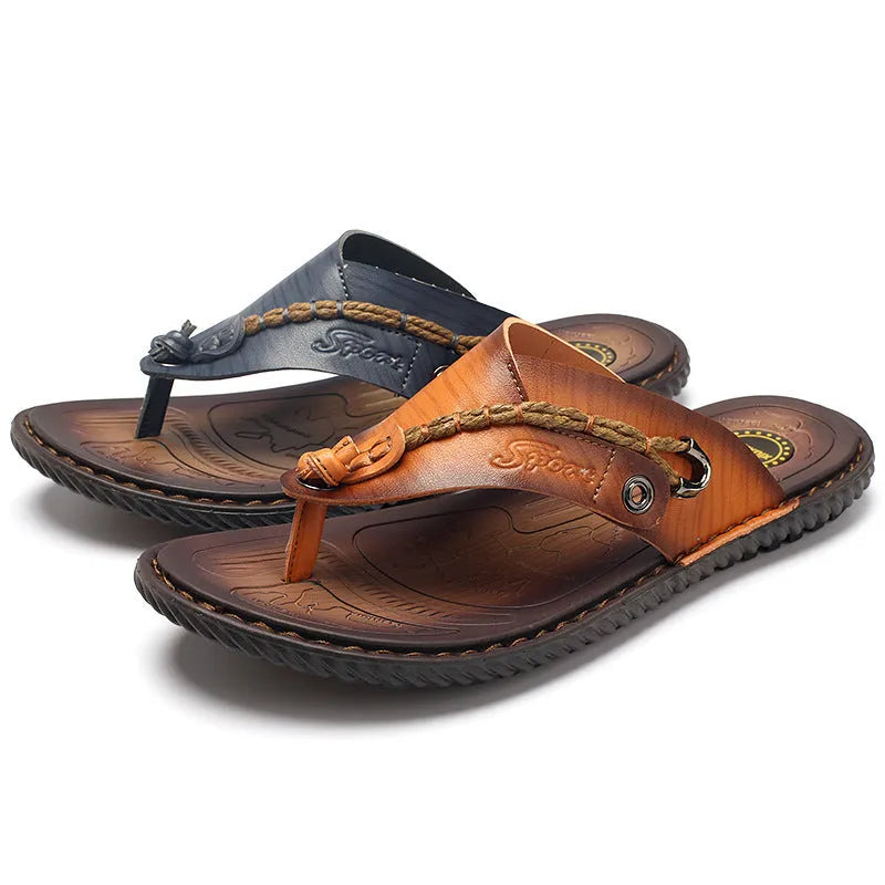Plus size dark blue herringbone pattern outdoor slippers with rubber sole for men